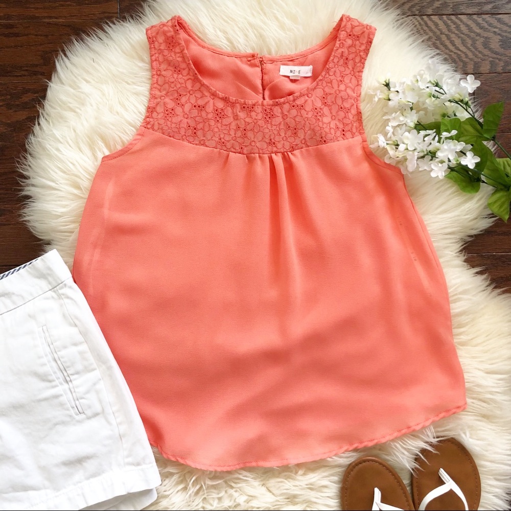 Mine coral/peach Chiffon Style Blouse Size S